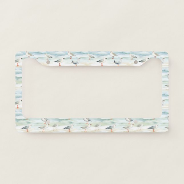 Coastal Sandpiper Shoreline Pattern (6) License Plate Frame (Front)