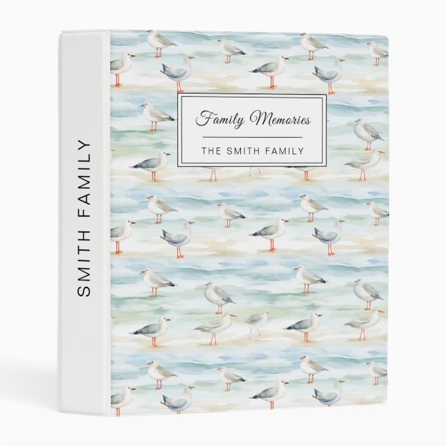 Coastal Sandpiper Shoreline Pattern (6) Mini Binder (Front/Spine)