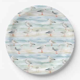 Coastal Sandpiper Shoreline Pattern (6) Paper Plates