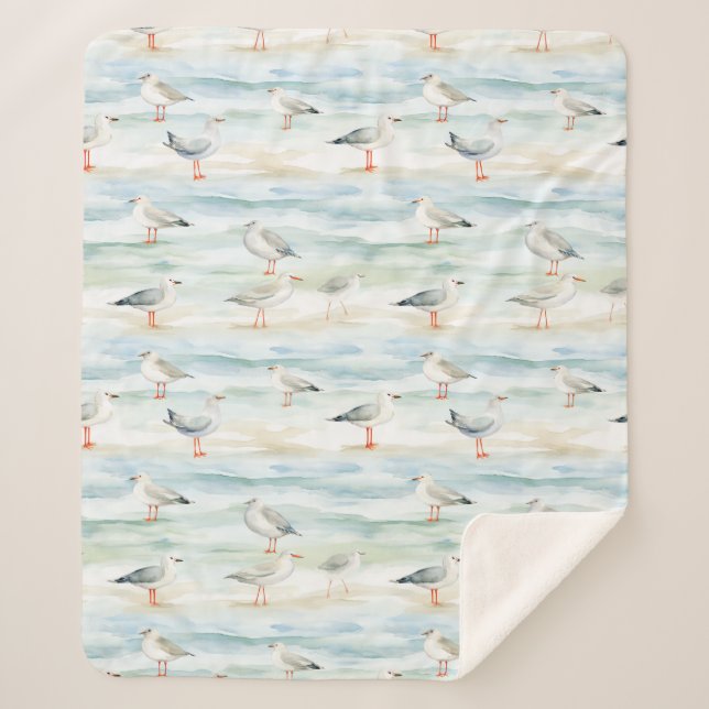 Coastal Sandpiper Shoreline Pattern (6) Sherpa Blanket (Front)