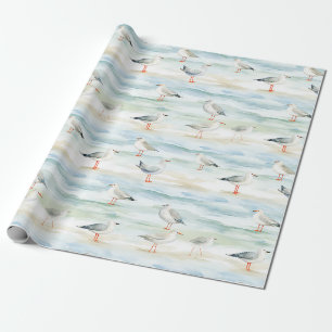 Coastal Sandpiper Shoreline Pattern (6) Wrapping Paper