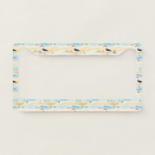 Coastal Sandpiper Shoreline Pattern (7) License Plate Frame