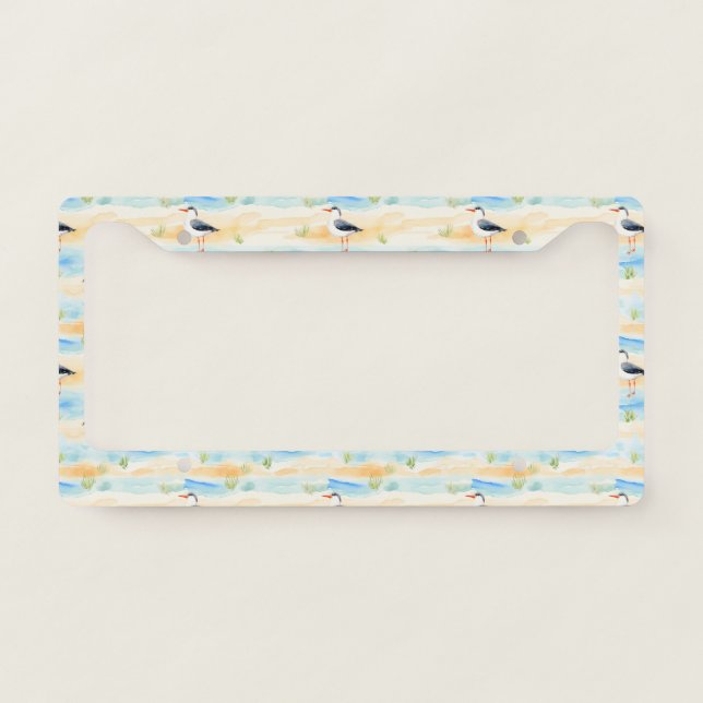 Coastal Sandpiper Shoreline Pattern (7) License Plate Frame (Front)