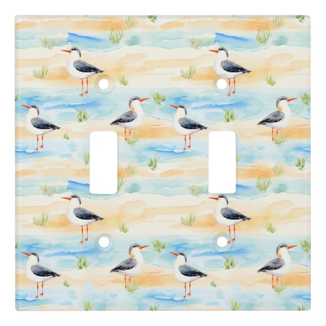 Coastal Sandpiper Shoreline Pattern (7) Light Switch Cover (Front)
