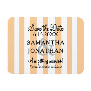 Coastal Sandy Beach White Cabana Stripes Wedding Magnet