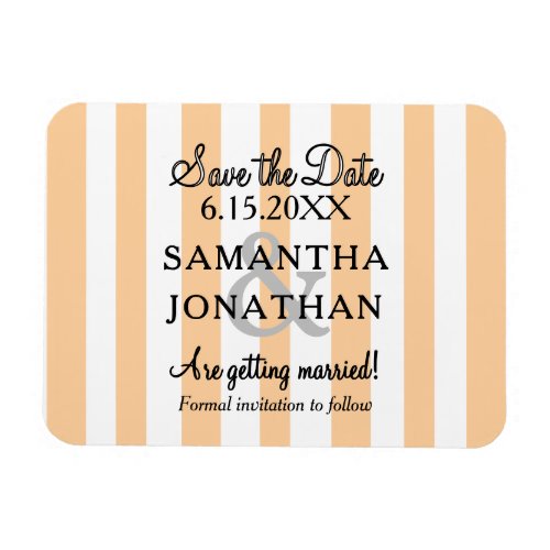 Coastal Sandy Beach White Cabana Stripes Wedding Magnet