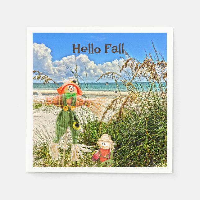 Coastal Sanibel Island Florida Beach & Scarecrow  Napkins (Front)