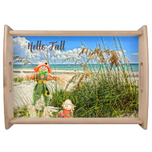 Coastal Sanibel Island Florida Beach & Scarecrow  Serving Tray