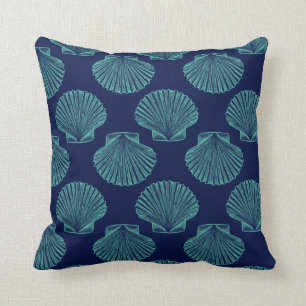Coastal Scallop Seashells Throw Pillow