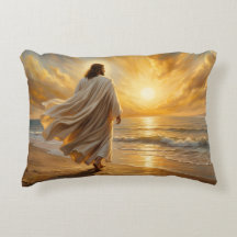 Coastal Scene Christ Walking Along The Shoreline