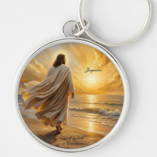 Coastal Scene Christ Walking Along The Shoreline Keychain