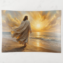 Coastal Scene Christ Walking Along The Shoreline