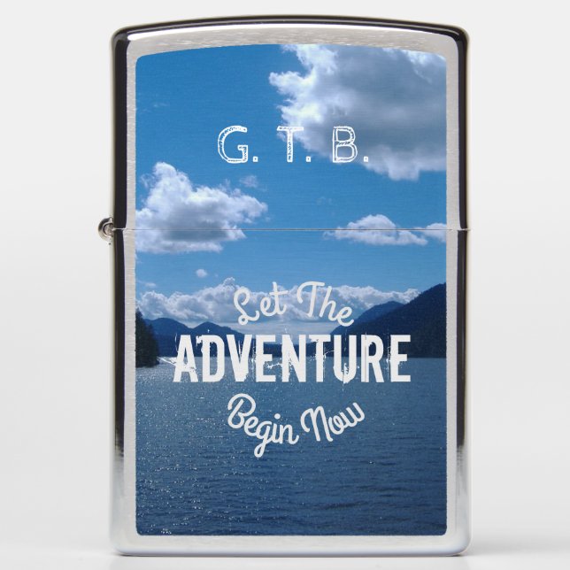 Coastal Scene Let The ADVENTURE Begin Now Zippo Lighter (Front)