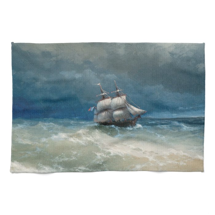 Coastal scene with Stormy Waters  Ivan Aivazovsky Hand Towel