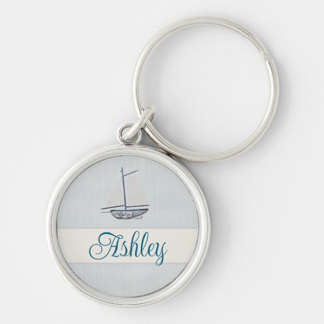 Coastal Scrapbook Sailboat Keychain (Front)