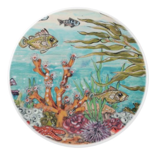 Coastal Sea Life Fish Coral Underwater Ocean Ceramic Knob