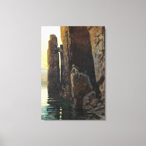 Coastal Sea Mermaid Girl Bare  Lurking Desires Canvas Print