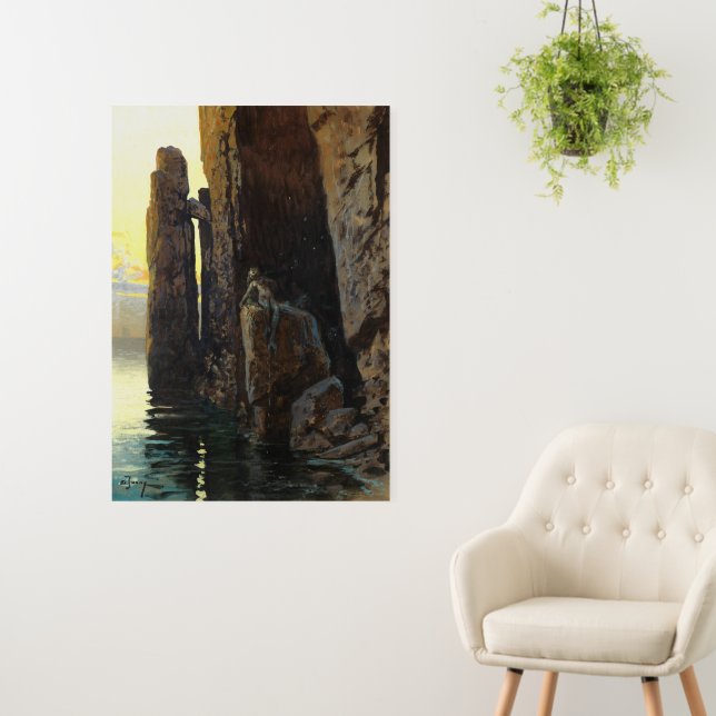 Coastal Sea Mermaid Girl Bare & Lurking Desires Foam Board (In Situ (Wall))