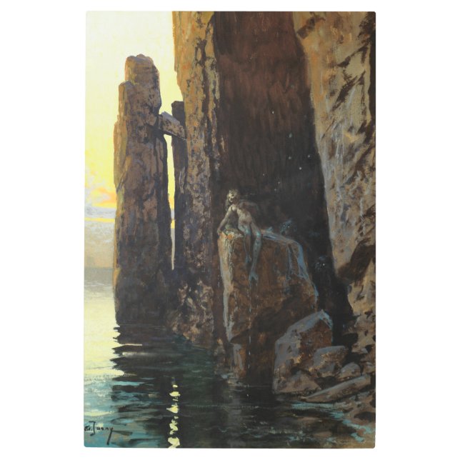Coastal Sea Mermaid Girl Bare & Lurking Desires Metal Print (Front)