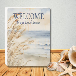 Coastal Sea Oats Welcome Wooden Box Sign