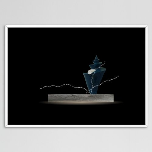 Coastal sea poem black abstract metal wall art