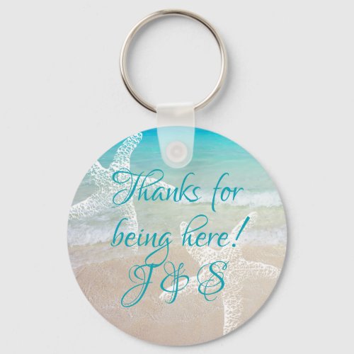 Coastal Sea Stars Thank You Guests Favor Keychain