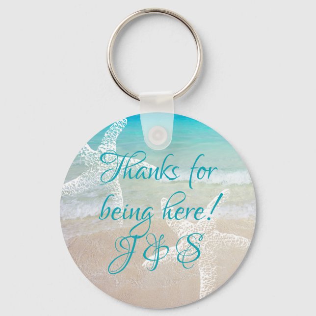 Coastal Sea Stars Thank You Guests Favor Keychain (Front)