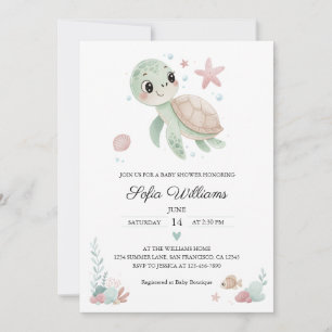 Coastal Sea Turtle Baby Shower Invitation