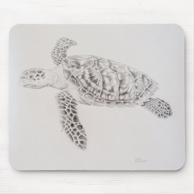 Coastal Sea Turtle Drawing Mouse Pad (Front)