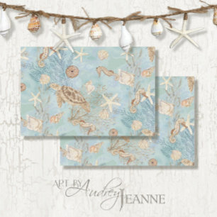 Coastal Sea Turtle Starfish Seahorse Decoupage Tissue Paper