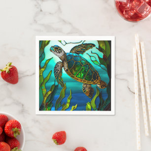 Coastal Sea Turtle Tropical Teal Blue Green Napkins