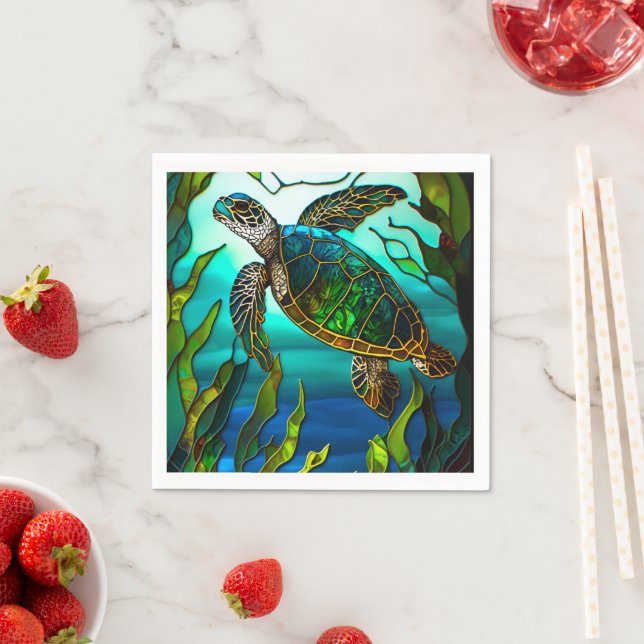  Coastal Sea Turtle Tropical Teal Blue Green  Napkins (Insitu)