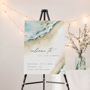 Coastal Sea Wave Sand Beach Couples Shower Welcome Foam Board