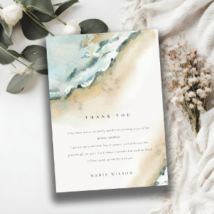 Coastal Sea Wave Sand Beach Nautical Bridal Shower Thank You Card