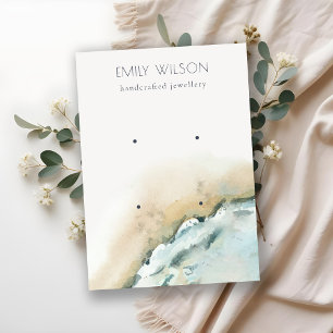Coastal Sea Waves Sand Beach 2 Earring Display Business Card