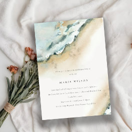 Coastal Sea Waves Sand Beach Any Age Birthday Invitation
