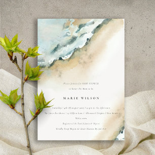Coastal Sea Waves Sand Beach Baby Shower Invitation