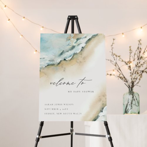 Coastal Sea Waves Sand Beach Baby Shower Welcome