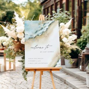 Coastal Sea Waves Sand Beach Baby Shower Welcome Foam Board