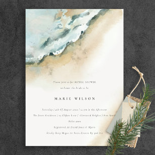 Coastal Sea Waves Sand Beach Bridal Shower Invitation