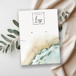 Coastal Sea Waves Sand Beach Earring Necklace Business Card