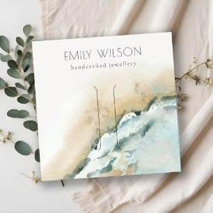 Coastal Sea Waves Sand Beach Hair Clip Display Square Business Card