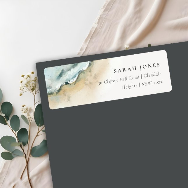 Coastal Sea Waves Sand Beach Nautical Address Label (Creator Uploaded)