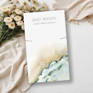 Coastal Sea Waves Sand Beach Necklace Display Business Card