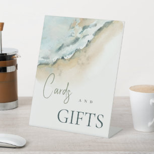 Coastal Sea Waves Sand Beach Wedding Cards & Gifts Pedestal Sign