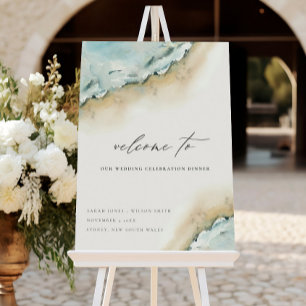 Coastal Sea Waves Sand Wedding Dinner Welcome Foam Board