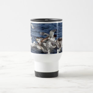 Coastal Seabirds Feeding Frenzy Active Ocean Bird  Travel Mug