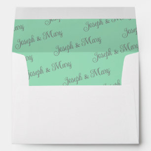 Coastal Seafoam Elegant Gray Script Ocean Wedding Envelope