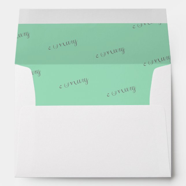Coastal Seafoam Elegant Gray Script Ocean Wedding Envelope (Back (Bottom))