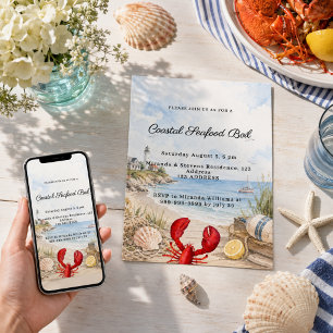 Coastal Seafood Boil party Invitation